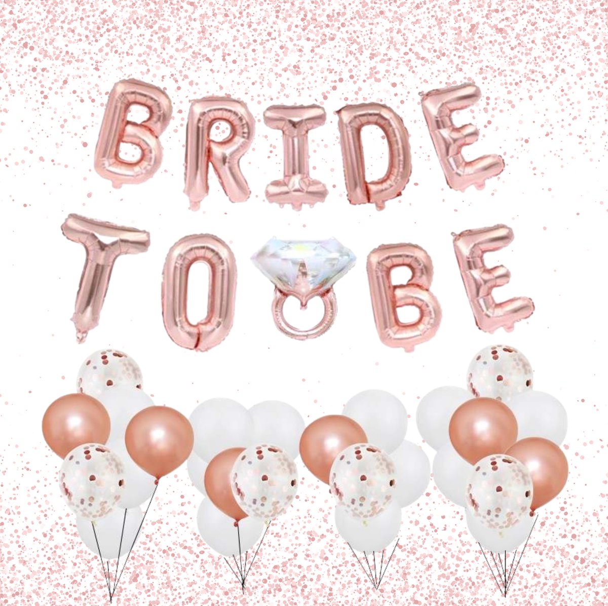 Joya® Bride to Be Feestset | Vrijgezellenfeest Decoratie Ballonnen Pakket | Bruiloft Versiering | Bachelorette Party | Rose Goud Ballonnen Set